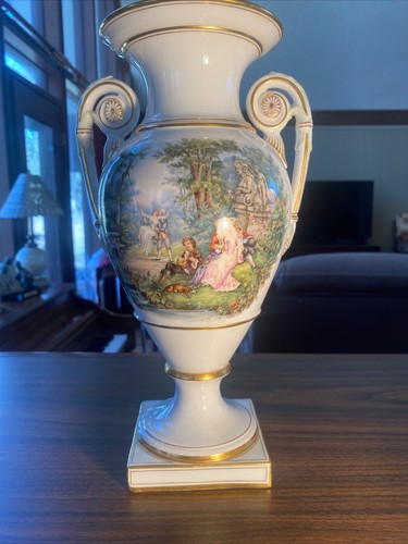 Miessen vase w/Hand Painted Romancing/Courting Beatiful,Stunning work of Art - Picture 1 of 10