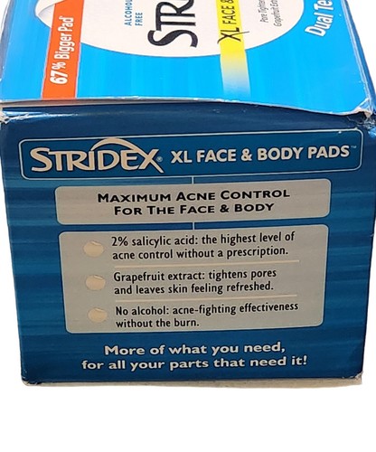 Stridex XL Face Body Pads 90 Count Alcohol Free Max Strength - 第 2/4 張圖片
