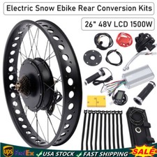 26" 48V 1500W E bike Fat Tire Bicycle Rear Hub Motor Conversion Snow Wheel Kit