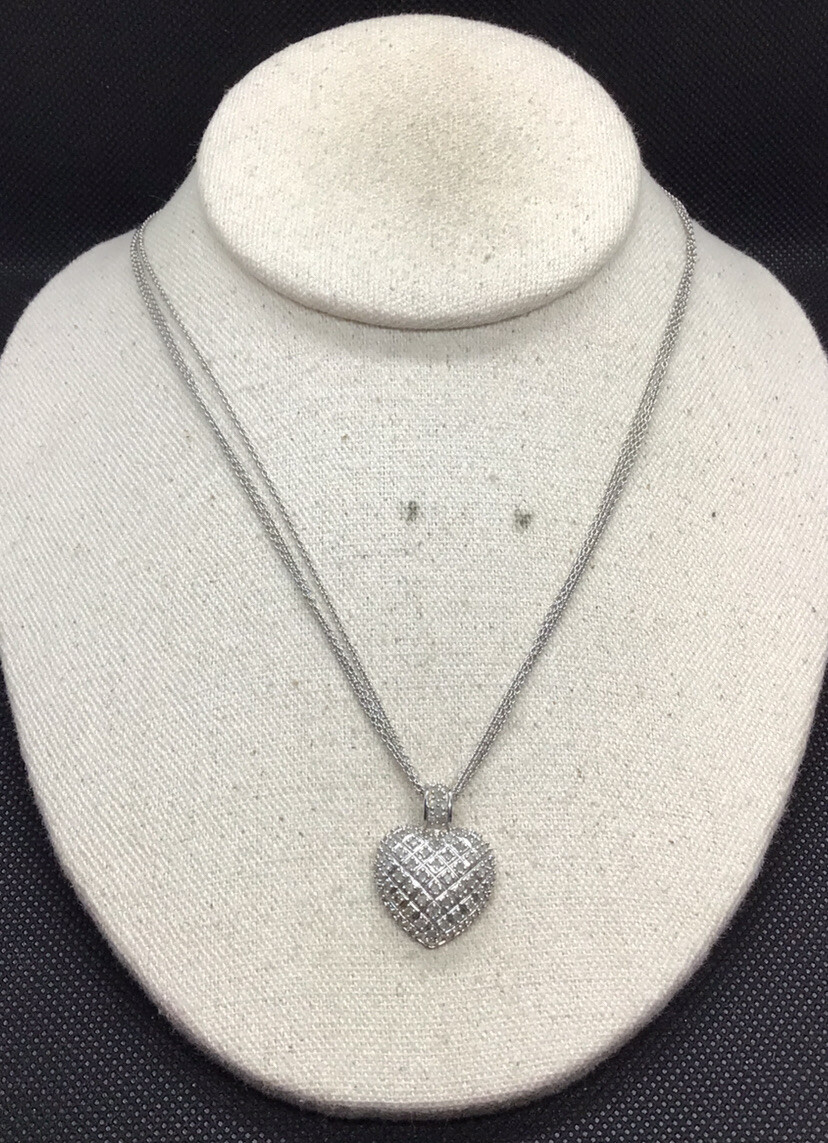 ネックレス・ペンダント STONEHENgE Luvit Silver Heart Necklace Sterling Silver 925 Triple Strand Diamond Heart Pendant