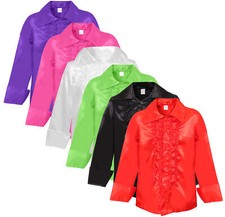 ERWACHSENE 70ER JAHRE DISCO RÜSCHEN SHIRT 60 PARTY RÜSCHEN NACHT UNISEX FANCY KLEID KOSTÜM