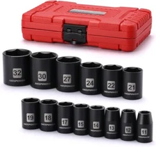 14 Pieces 1/2-Inch Drive Shallow Impact Socket Set, 11-32Mm CR-V, Metric 6 Poin