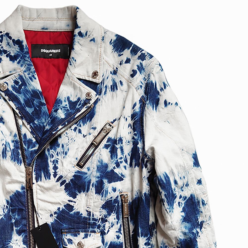 DSQUARED2 Jean Jacket Tie Dye Denim Biker Jacket Blue Size 48 - RP £975.00 image 3