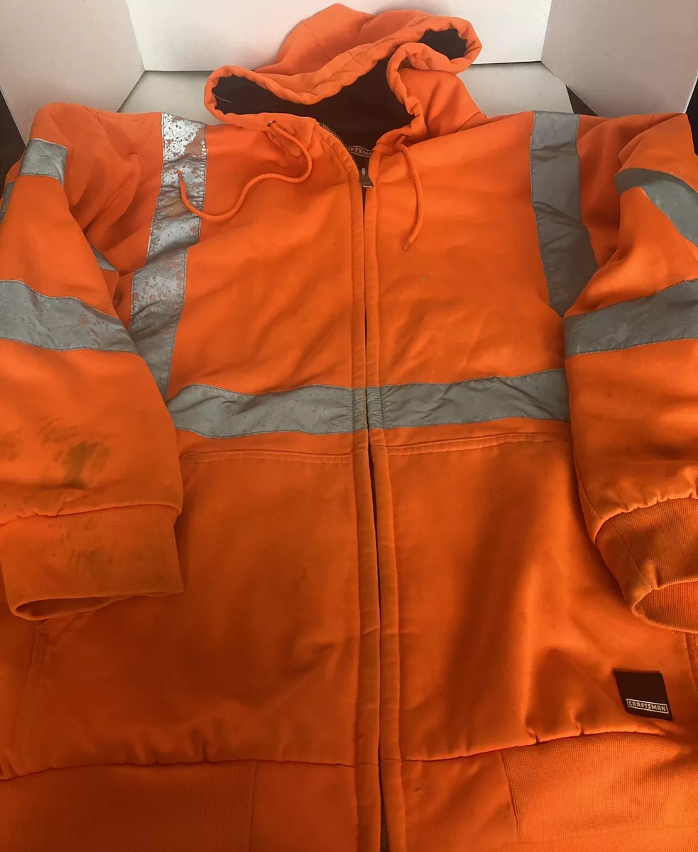 Craftsman safety Orange Size 3XL Hooded Zips work jacket Illuminating Stripes