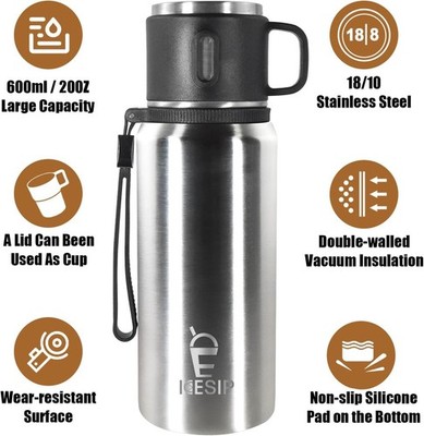 Termo 12H Para Cafe Te Agua Caliente Termico De 27 oz Acero Inoxidable Con Taza