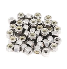 BinifiMux 50pcs 1/4-20 Inch Nylon Inserted Self Locking 50pcs, Silver 