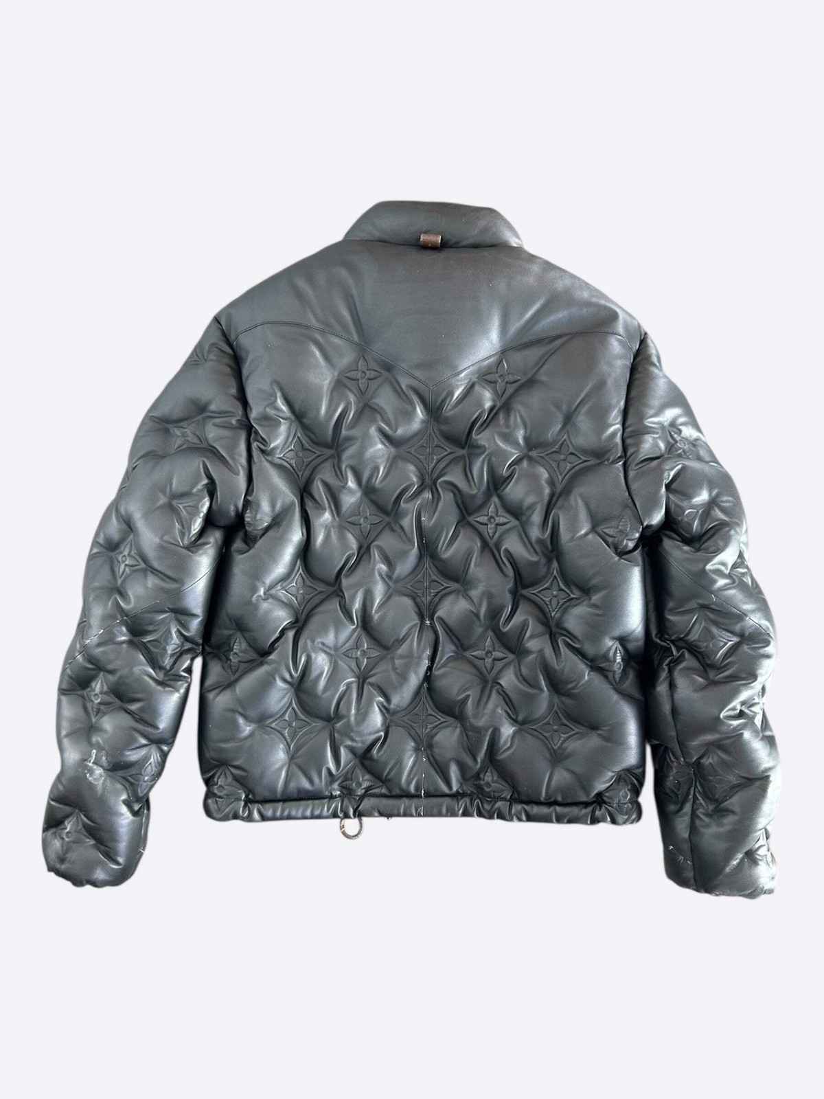 Louis Vuitton Black Embossed Monogram Leather Women's Puffer Jacket image 2