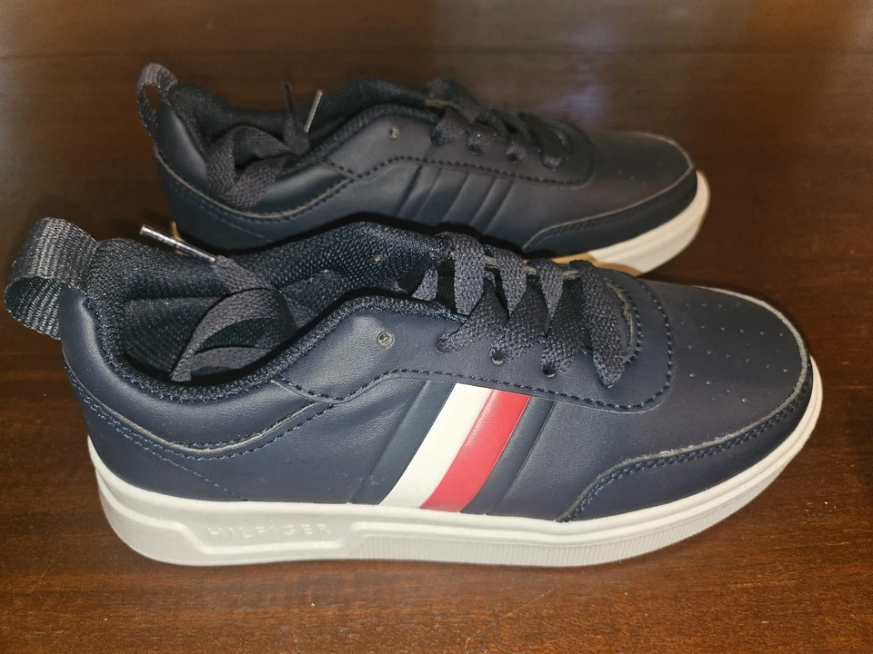 Tommy Hilfiger Kids- TH Callam Navy Blue White Red Stripe Size 2 - Image 2 of 4