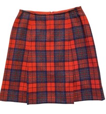 VTG Pendleton Tartan Plaid Skirt 100 Wool Red Pleated 28 Waist - Modern Size S