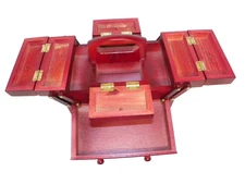 Vintage Small Seven Compartment Sewing Caddy - Wooden