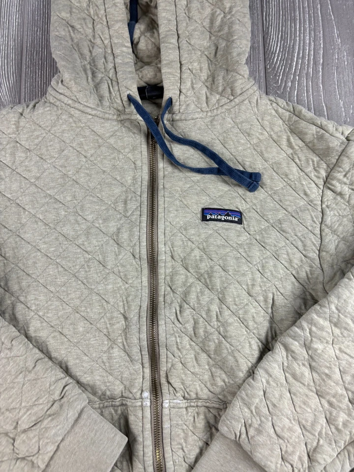 Patagonia Womens Organic Quilted Hoodie Gray - M Distressed - Image 2 of 4