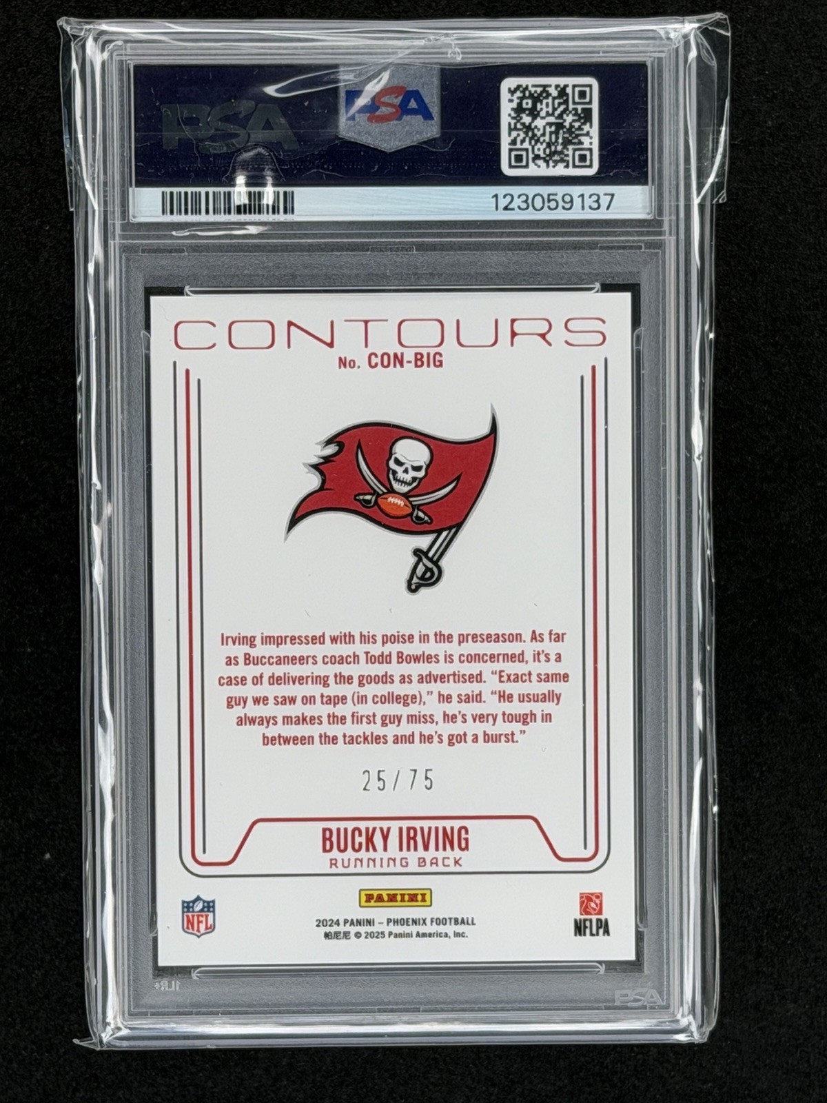 Panini 2024 Phoenix Contours Bronze Bucky Irving 16/80 PSA 9 Buccaneers PSA 10 view 2