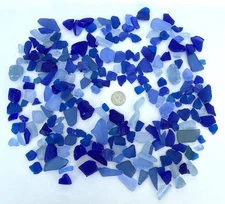 1.5 POUNDS GENUINE BEACH SEA GLASS SURF TUMBLED BLUES FROM EAST COAST FLORIDA