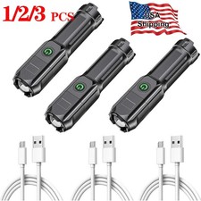 Rechargeable 990000LM LED Flashlight Tactical Police Super Bright Torch Zoomable