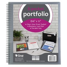 C-Line 8-Pocket Spiral-Bound Poly Portfolio, Letter 8-Pocket, Smoke Gray