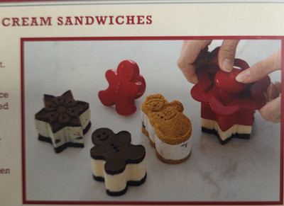 William Sonoma Ice Cream Sandwich Molds Snowflake Snowman Gingerbread New
