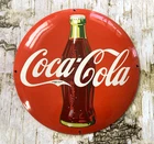 VINTAGE 12" DOME COCA-COLA BOTTLE COKE SODA POP OIL PORCELAIN GASOLINE GAS SIGN