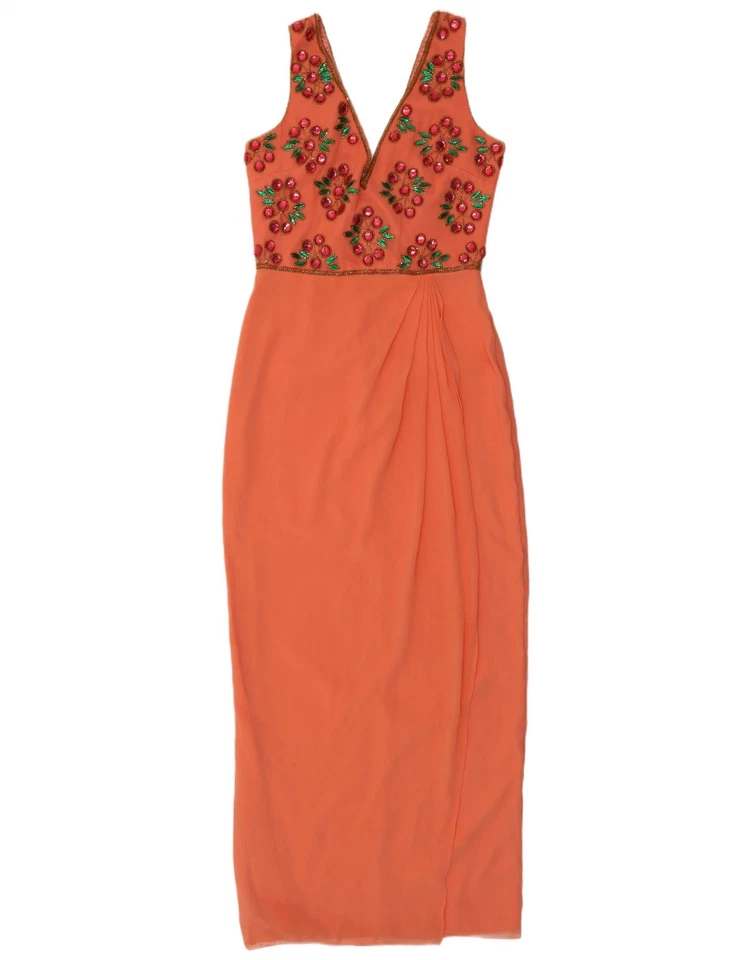 Maxi Vestido VIRGOS LOUNGE Mujer Sin Mangas Reino Unido 12 Mediano Naranja Poliéster CI19 Foto 3 de 4