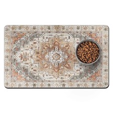Pet Food Mats for Floor, Absorbent Dog Mat and S 12" 20" , 01 Brown