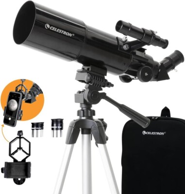 Celestron Travel Scope 80mm f/5 Alt-Az Refractor Telescope w/ smartphone adapter