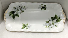 GK. PARAGON Trillium Gold Trim Rectangle Serving Tray Cake Plate England 12"x 6"