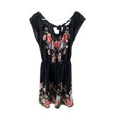 Lauren Conrad Women’s XS Black Floral Dress Bloomcore Peasant Boho Gypsy Fairy