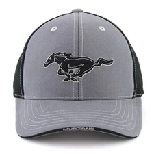 Ford Mustang Pony Baseball Hat Ball Cap Gray Black Official Licensed Embroidered