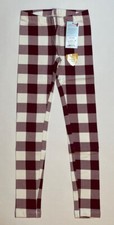 Cat & Jack Cream & Burgundy Plaid Leggings For Girl Size S (6/6x) Slim