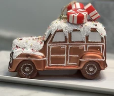 NEW Pottery Barn GINGERBREAD CAR Mercury Glass TREE ORNAMENT Christmas Holiday