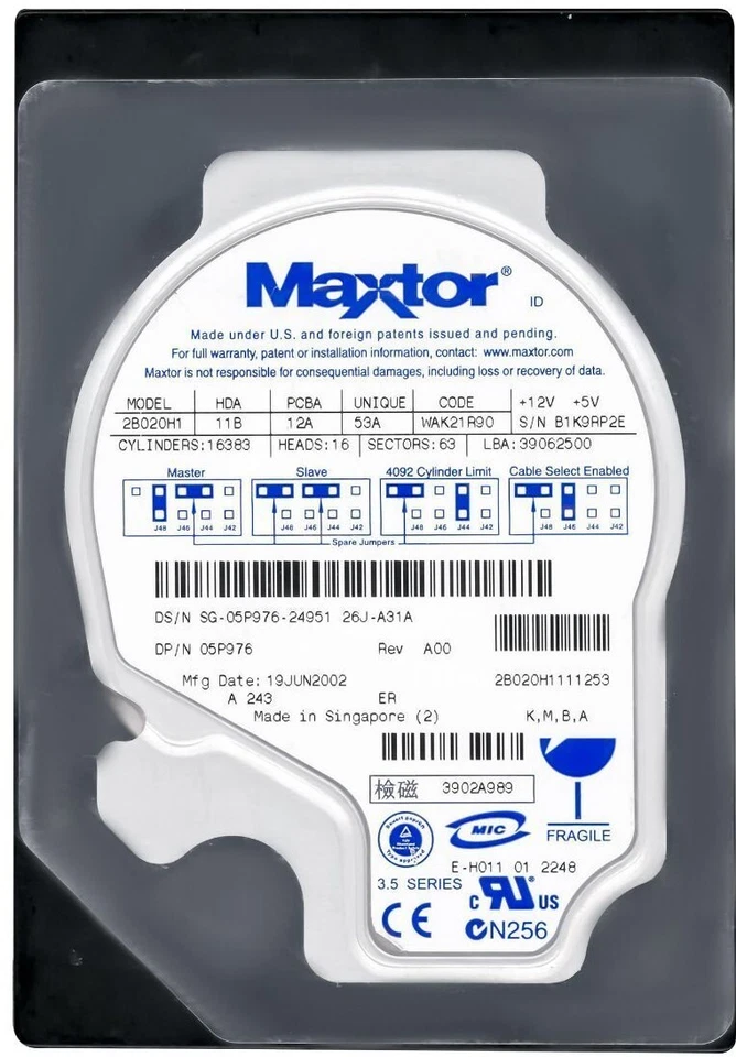 Disco Rigido Maxtor 541DX 20GB 5.4K 2MB Ata 3.5'' 2B020H1 - Immagine 3 di 3