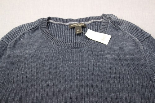 Maglione girocollo Banana Republic uomo blu navy 100% lino maglia nuovo con etichetta L Large - Foto 2 di 3