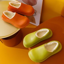Women's Slippers Winter Cotton Waterproof Velvet Warm Wool Clogs Mule Shoes Size