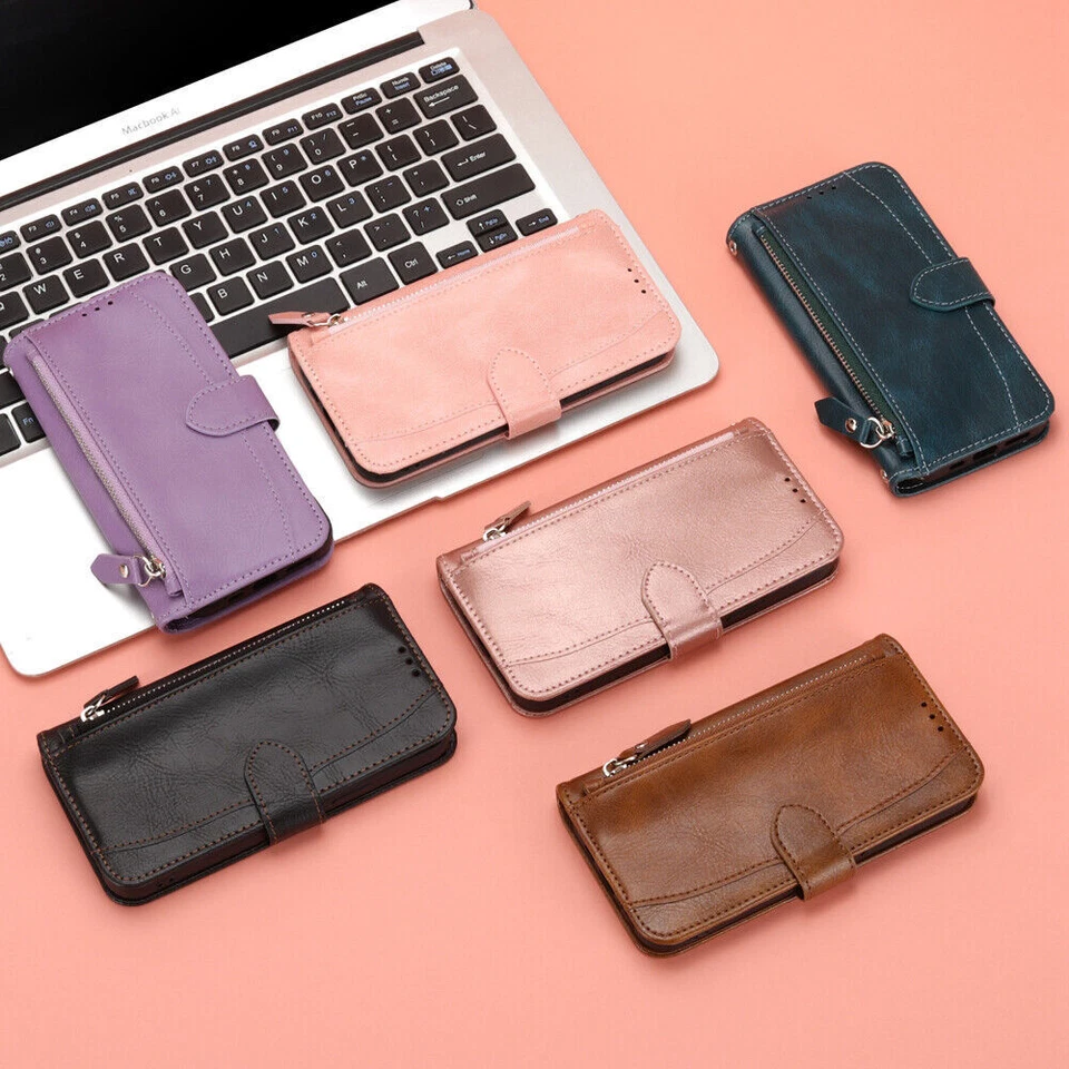 Leather Zipper Wallet Stand Phone Case For iPhone 15 14 13 12 11 Pro Max XS 8 7 - Image 2 of 4