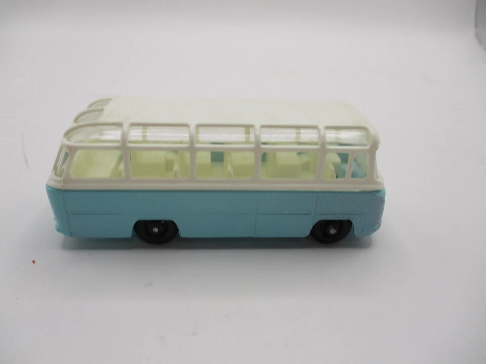 MATCHBOX LESNEY #68B MERCEDES COACH TURQUOISE/WHITE , BLACK PLASTIC WHEELS CODE3 - Image 2 of 4