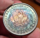 1888 P Morgan Silver Dollar UNC BU Rainbow Toned Amazing Reverse Color