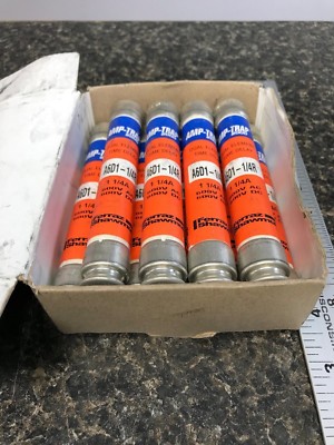 FERRAZ SHAWMUT AMP-TRAP A6D1-1/4R- 1-1/4AMP, 600V, CLASS RK1 FUSES- LOT OF 9