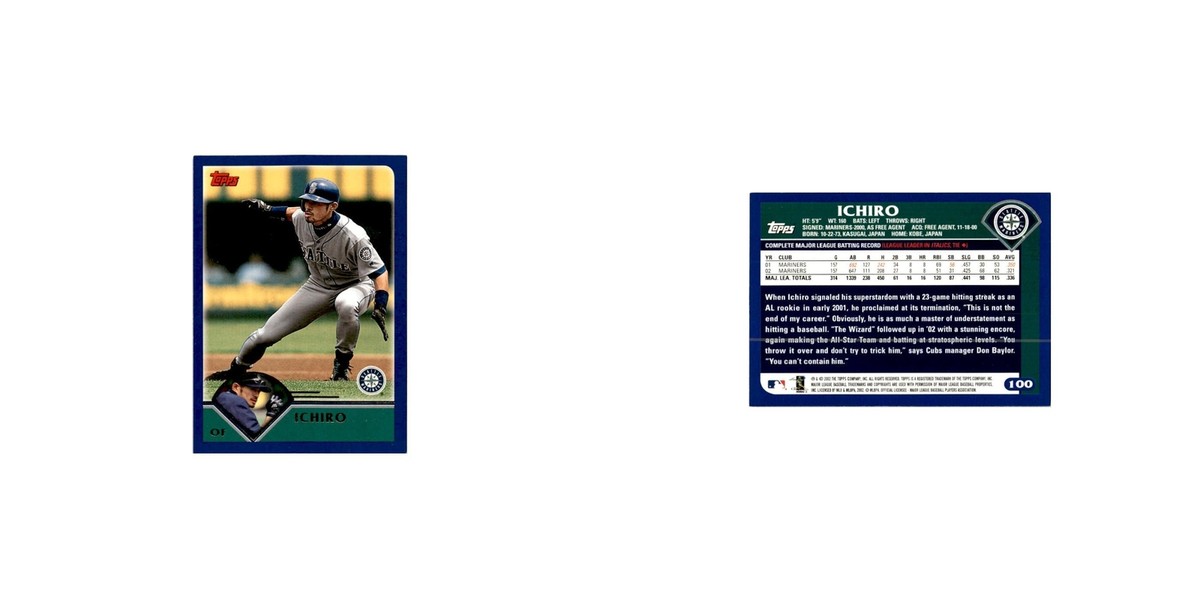 Ichiro Suzuki 2003 Topps #100 Seattle Mariners Baseball Card NM | eBay
