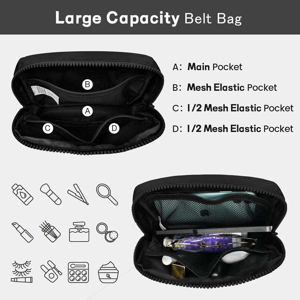 viewm Belt Bag for Women, Waterproof Fanny Packs Women Flowers and Love