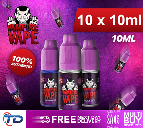 Vampire Vape E-Liquid 10x10ml bottles for only £18.99 - All Flavours &  Strengths