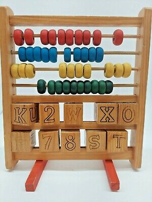 Toysters Wooden Alphabet and Number AbacusColorful ABC Blocks and Math Learn 