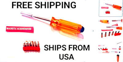 Magnetic Bit holder Comfort Screwdriver w/ 6 Bits Hollow Handle Bit storage New