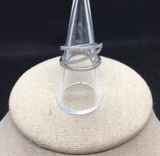 Sterling Silver 925 Wide Unique Cz Band Sz 7.25 X164