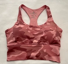 90 Degrees By Reflex Pink Camo Women's Size Small Cropped Tank w/Bra
