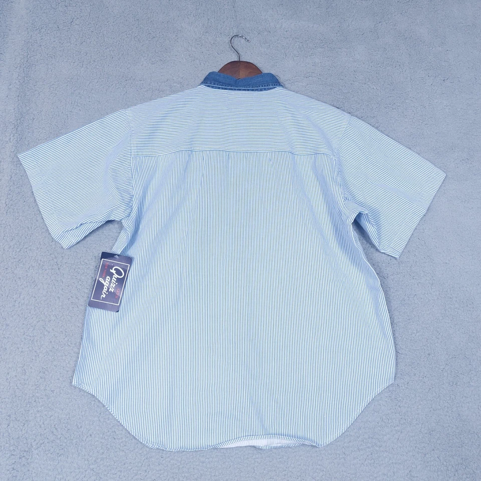 Camisa Quizz Again Para Mujer Grande Azul Blanco Rayas Bordada Gato De Colección Nueva Con Etiquetas Foto 2 de 4