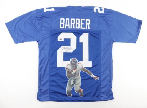 Tiki Barber Signed New York Giant Photo Jersey (Steiner) 3×Pro Bowl RB 2004–2006 - Picture 1 of 5