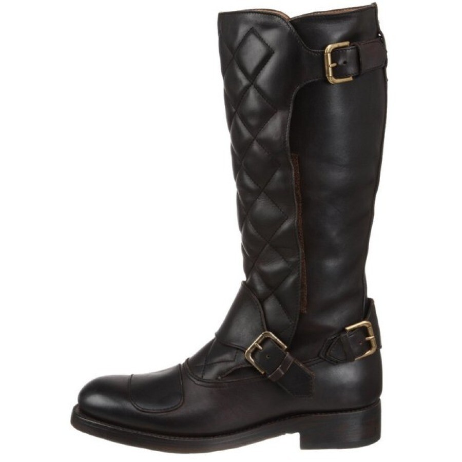 Hecho a mano Hombres Motocicleta Arnés Botas de cuero Negro/Marrón Reino Unido 5-12 D, E, EEE