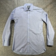 Bonobos Wrinkle Free Dress Shirt Mens Sz 15.5 / 35 Blue Rose AOP Slim Fit Cotton