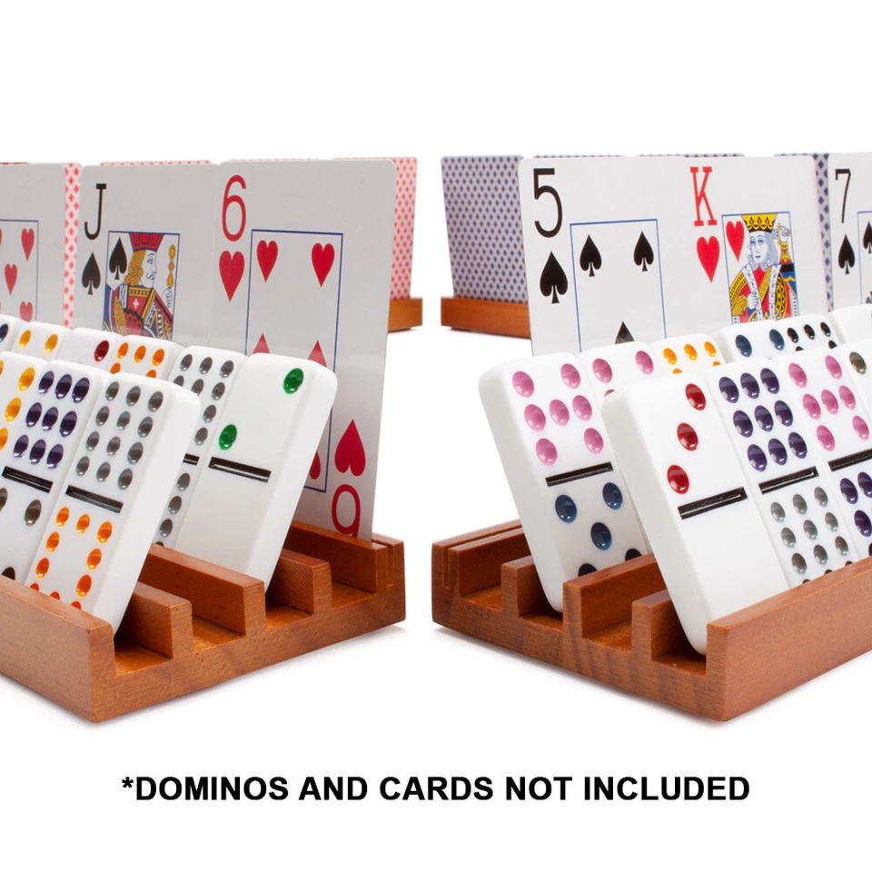 Wooden Domino Racks/Trays/Holders for Mexican Train Dominoes Games (Set of 4) - Image 2 of 4