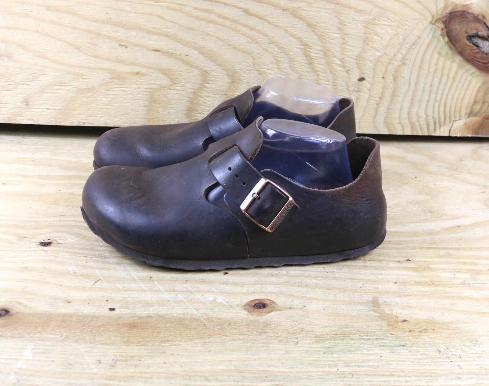 Birkenstock Brown Leather Oiled London Habana Clogs for Women Size 10 Men 41 Buckle-image