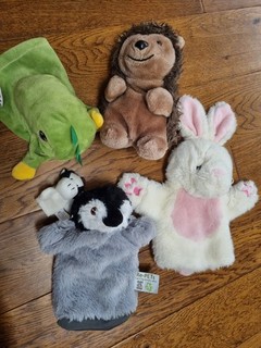 Hand Puppets Bundle Hedgehog Penguin Rabbits Dragon Cow